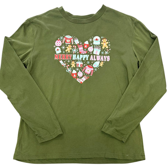 KINDNESS & CONFETTI HOLIDAY GREEN LONG SLEEVE T-SHIRT 39 MEDIUM