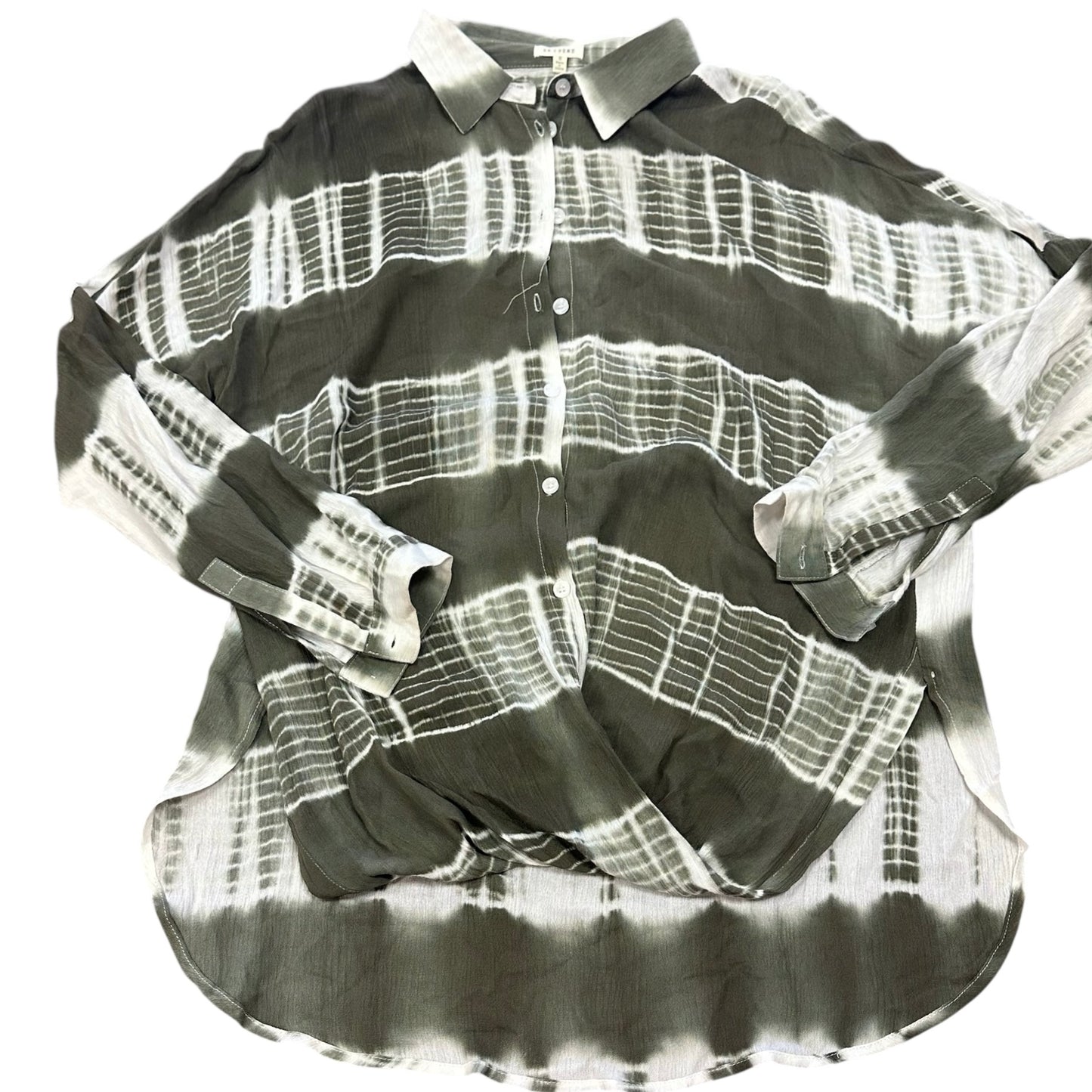 EN CREME GREEN WHITE TIE DYE BLOUSE 38 SMALL