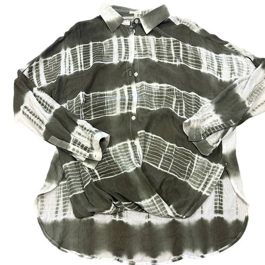 EN CREME GREEN WHITE TIE DYE BLOUSE 38 SMALL