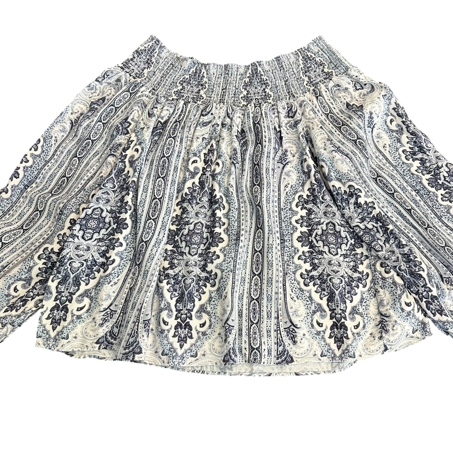 ALICE & OLIVIA OFF SHOULDER BLUE NAVY PAISLEY BLOUSE 249 XS