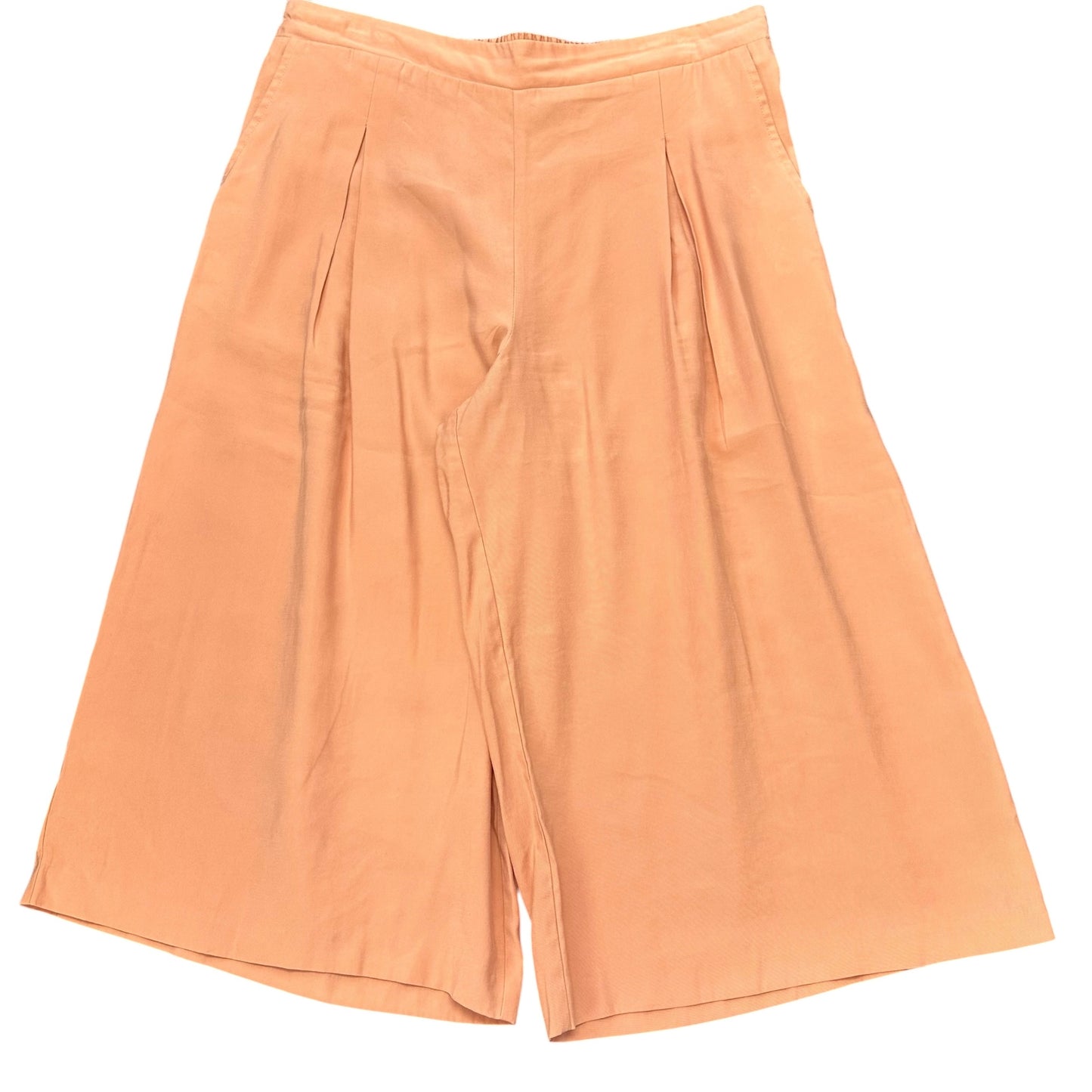 BCBGMAXZARIA PEACH WIDE LEG CROP PANTS 100 LARGE
