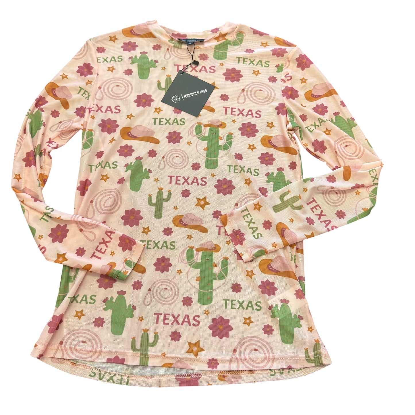 TEXAS MESH LONG SLEEVE TOP NWT 100 SMALL