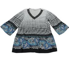 AVENUE BLACK WHITE TUNIC TOP 7 Sz 18/20