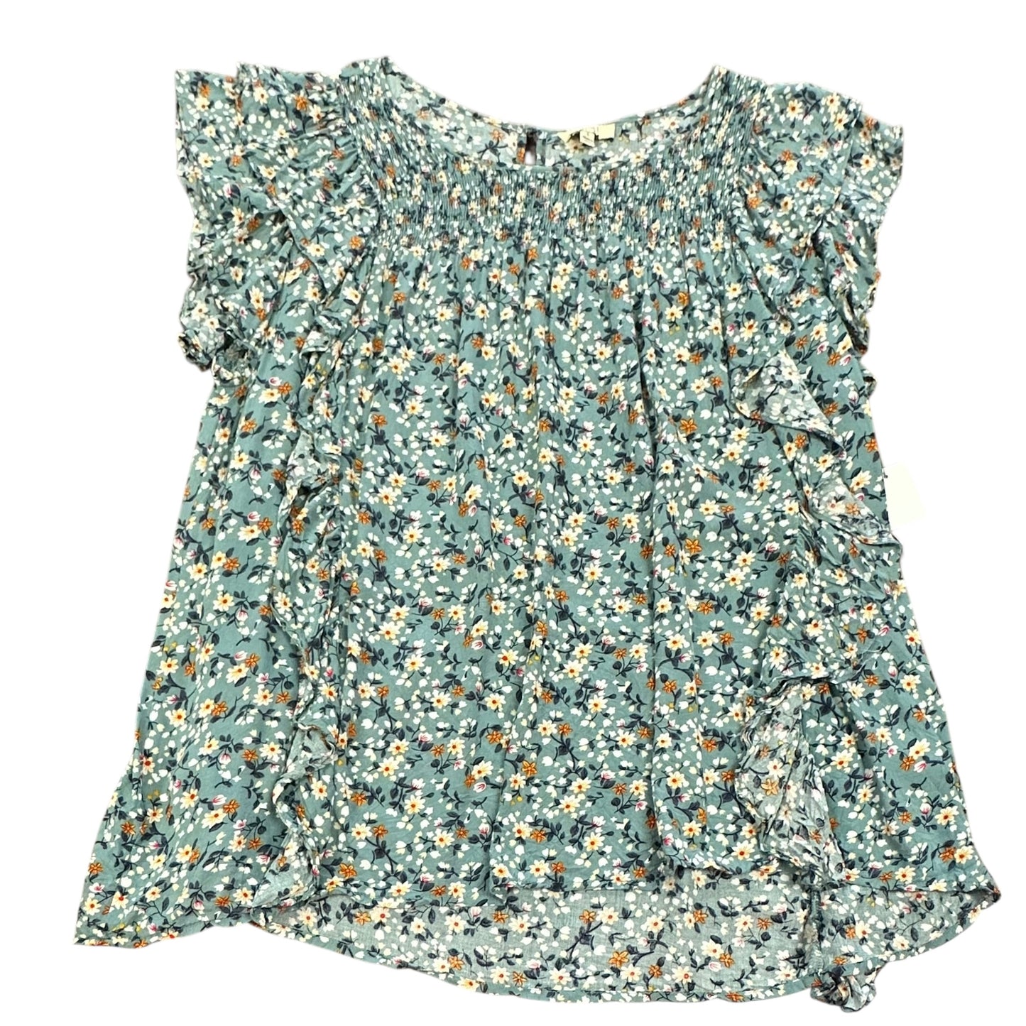 KORI AMERICAN FLORAL BLOUSE RUFFLE SLEEVES 100 LARGE