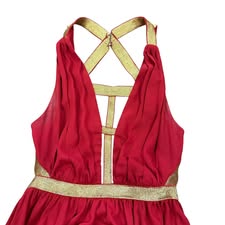 MISS AVENUE RED GOLD FULL LENGTH DRESS 100 SMALL