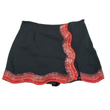 QUEEN OF SPARKLES BLACK RED SEQUINS SKORT 221 NWT $160 LARGE