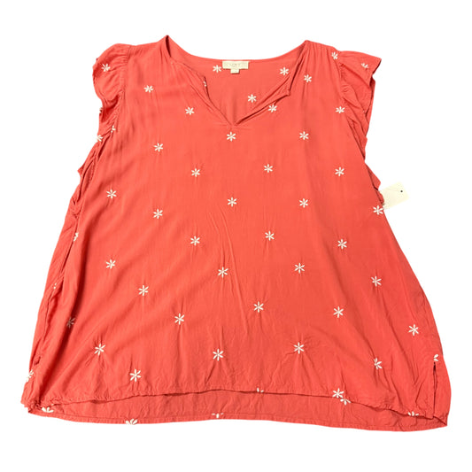 LOFT CORAL WHITE EMBROIDERED FLORAL BLOUSE 262 XL