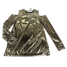 MICHAEL KORS GOLD METALLIC LONG SLEEVE TOP 100 NWT $78 SMALL