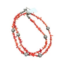 RED STONE & SILVER NECKLACE - 39