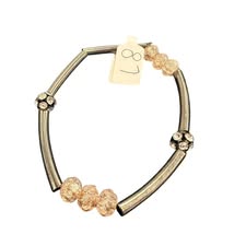 SILVER RHINESTON PINK BEADED BRACELET 87