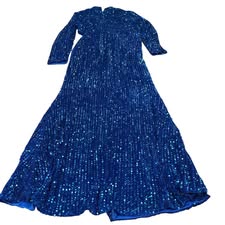 GIFFNISETI BLUE VELVET SEQUINS DRESS 42 NWT 2XL