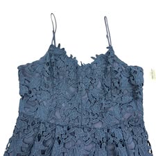 ENDLESS ROSE NAVY LACE OVERLAY MIDI DRESS 143 LARGE (10/12)