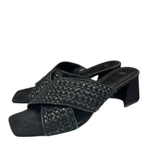 H&M BLACK SQUARE TOE SANDALS 221 Sz 7