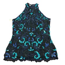 SCALA VINTAGE 100% SILK SEQUINS TOP 184 LARGE