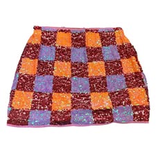 ENDLESS ROSE SEQUINS CHECKERED SKIRT PULL ON 100 LARGE