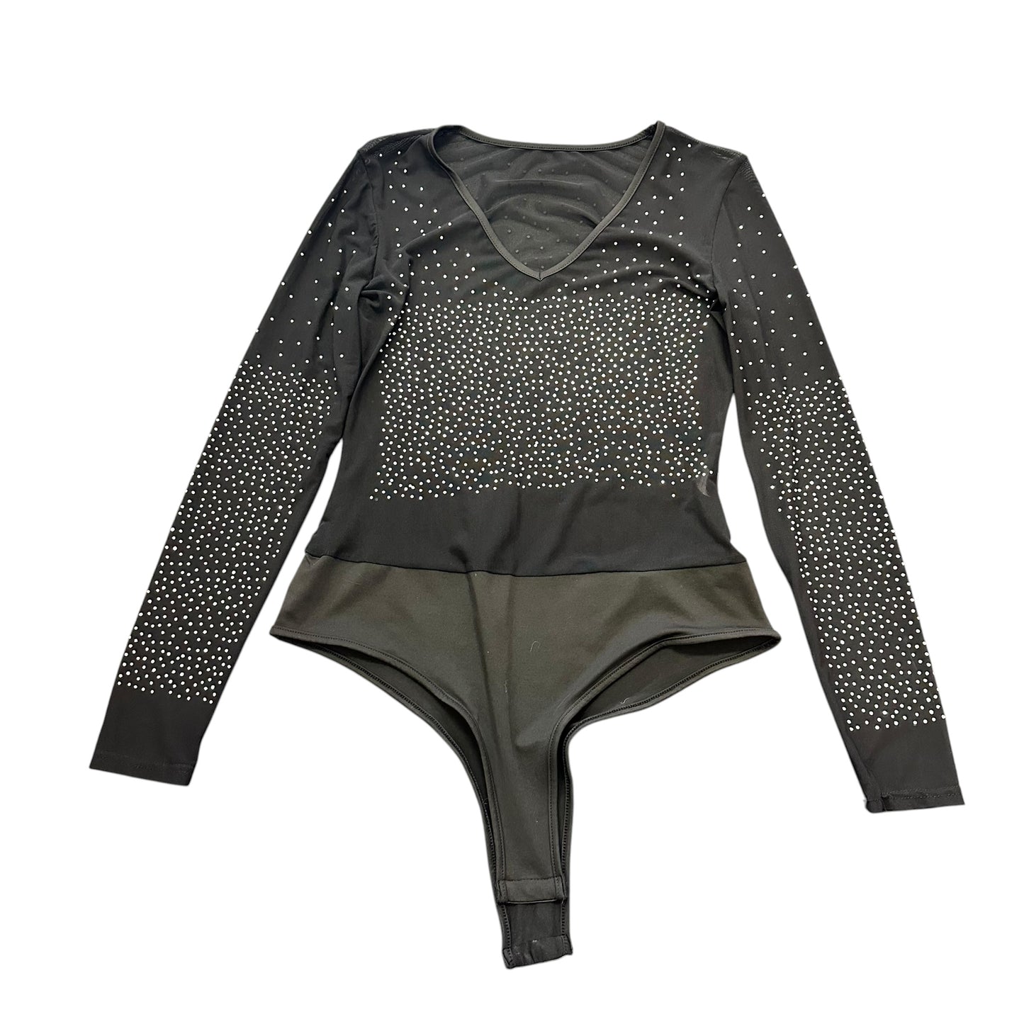 BLACK MESH BODYSUIT STUDDED NWOT 100 MEDIUM