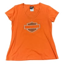 ORANGE HARLEY DAVIDSON SHIRT 84 MEDIUM