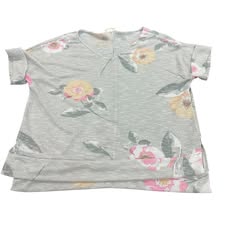 ODDI LIGHT GRAY FLORAL TOP 79 S/M
