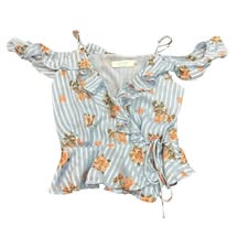 ASTR THE LABEL BLUE FLORAL BLOUSE 121 SMALL