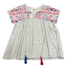 SAVANNAH JANE GRAY EMBROIDERED TOP 100 SMALL