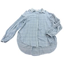WISHLIST BLUE WHITE BUTTON UP SMALL