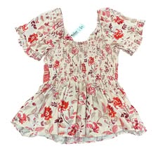 MI AMI WHITE PINK PEPLUM TOP 143 NWT $48 SMALL