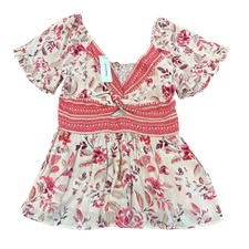 MI AMI WHITE PINK PEPLUM TOP 143 NWT $48 SMALL