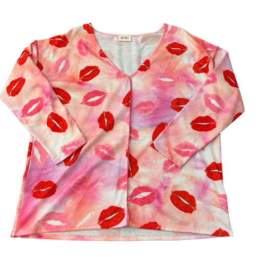 BIBI PINK RED LIPS SWEATER SMALL