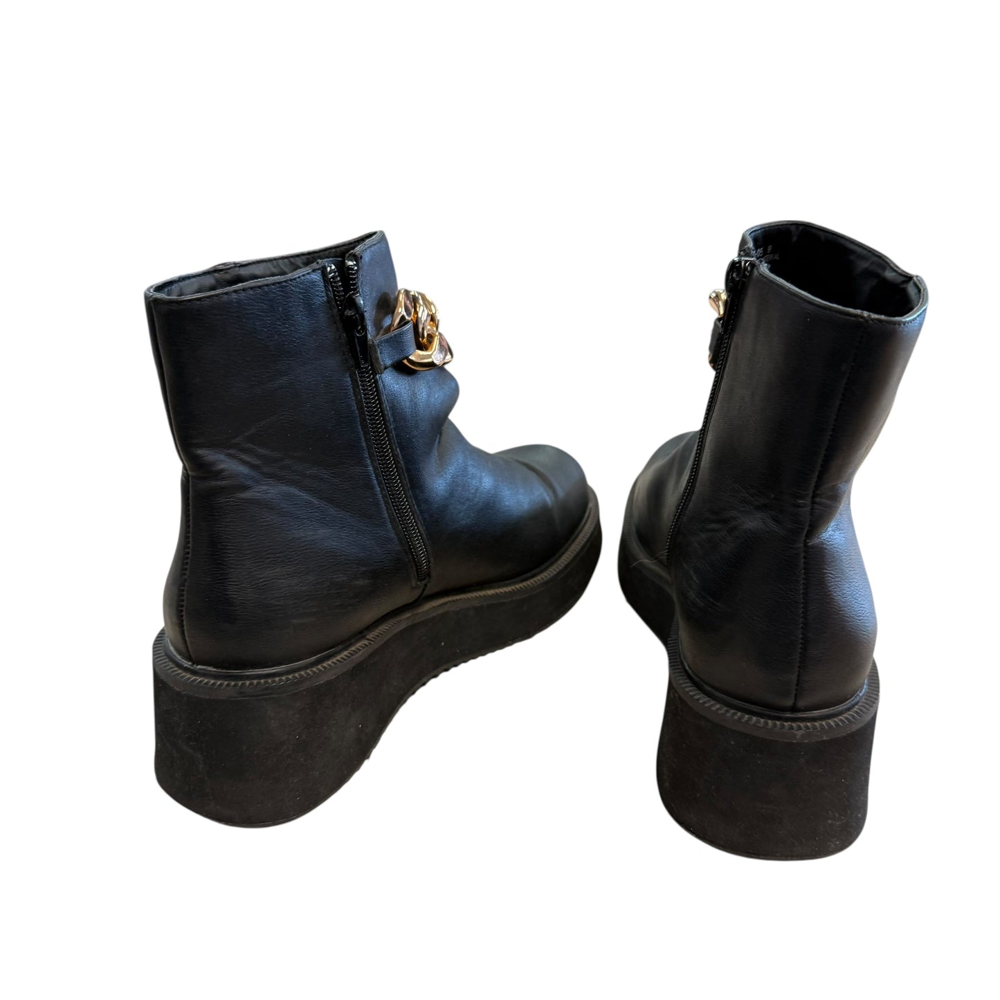 BAMBOO CHUNKY BOOTS W CHAINLINKS 100 SZ 9