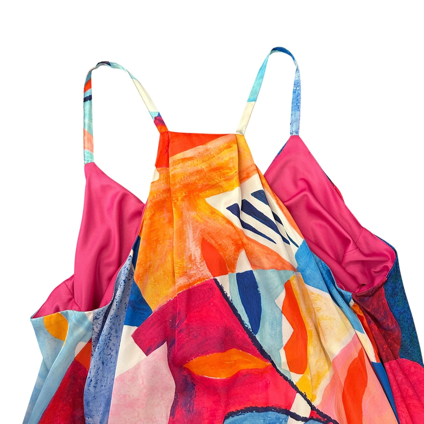 NICOLE MILLER COLORFUL ABSTRACT MAXI DRESS BUILT IN BRA 53 2X