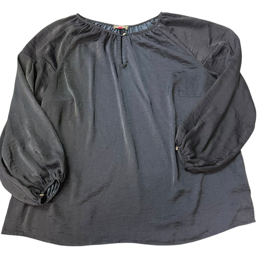 VINCE CAMUTO NAVY SATIN LONG SLEEVE BLOUSE 262 1X