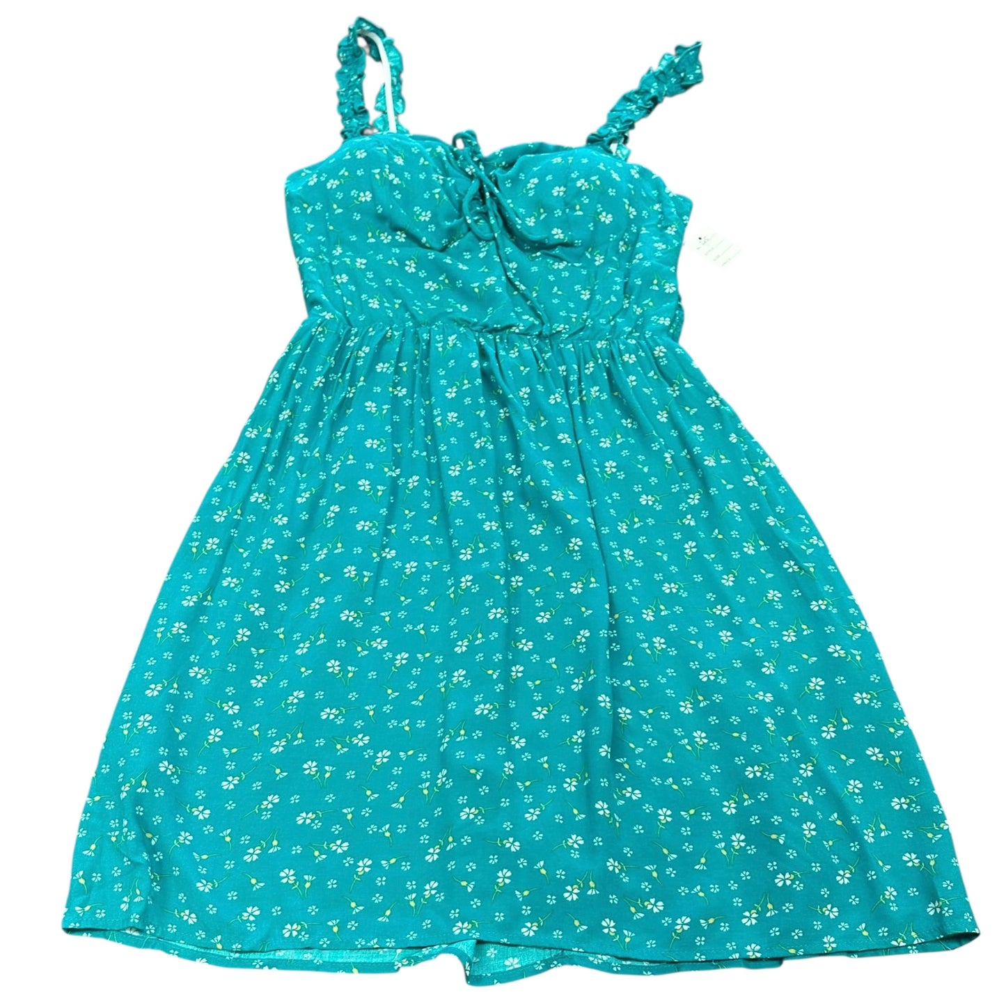 AUW TEAL FLORAL DRESS 215 MEDIUM