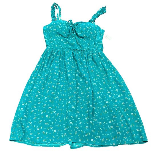 AUW TEAL FLORAL DRESS 215 MEDIUM