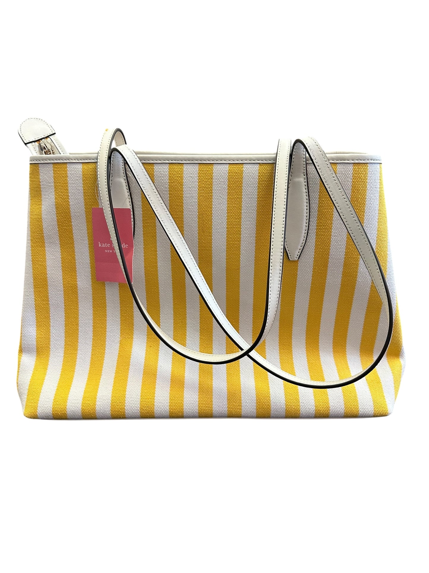 KATE SPADE YELLOW WHITE TOTE NWT 201 OS