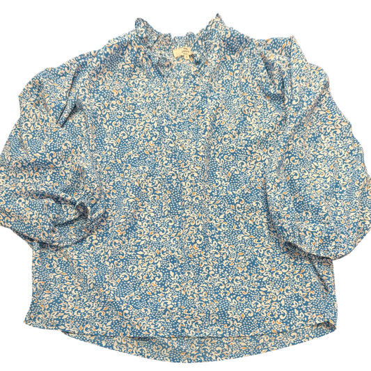 ENTRO BLUE WHITE FLORAL BLOUSE 100 SMALL