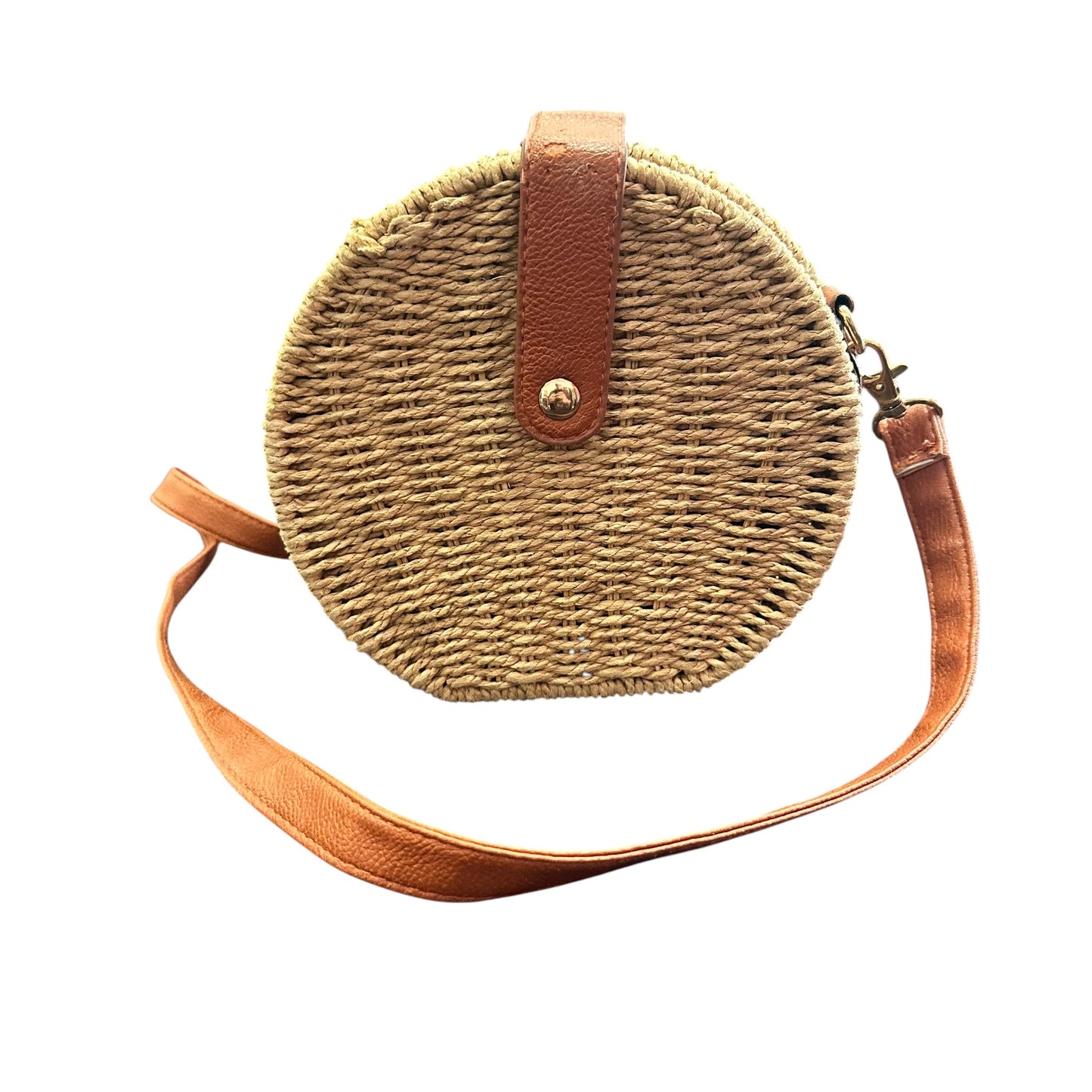 ROUND WICKER CROSSBODY PURSE 84 GUC