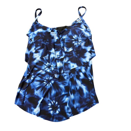 AQUA GREEN BLUE BLACK TANKINI SWIMSUIT TOP 169 SZ 16W