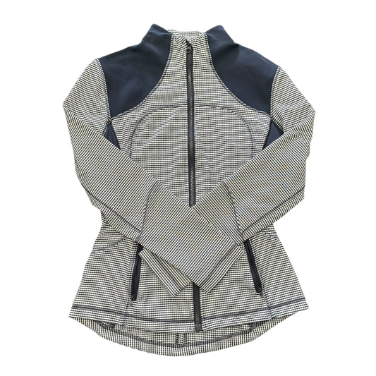 LULULEMON FORME JACKET NAVY WHITE GINGHAM FULL ZIP 251 SZ 8