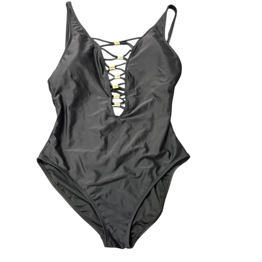BLEU ROD BEATTIE BLACK SWIMSUIT GOLD HARDWARE 143 SZ 8