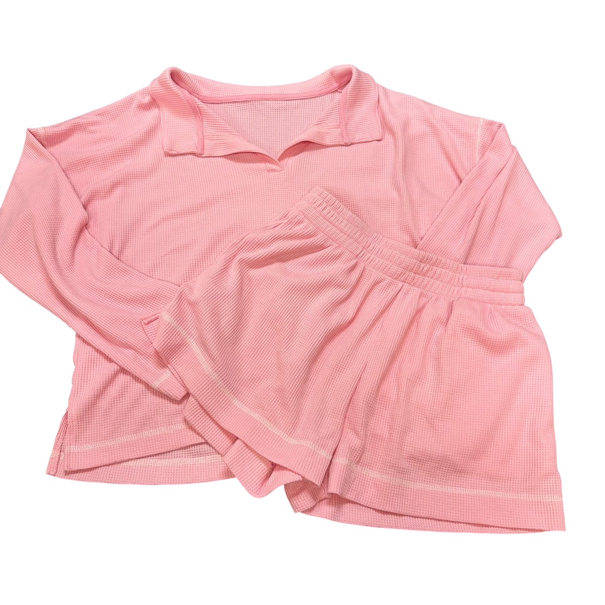 PINK THERMAL KNIT SHORT 2 PC SET 100 MEDIUM