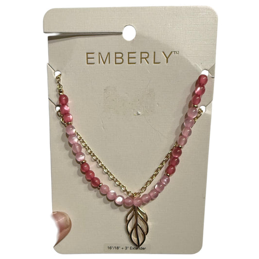 EMBERLY PINK GOLD DOUBLE LAYER NECKLACE NEW 219 OS