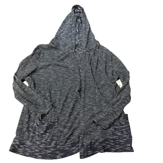 TALBOTS NAVY WHITE STRIPED CARDIGAN HOODED 100 MEDIUM
