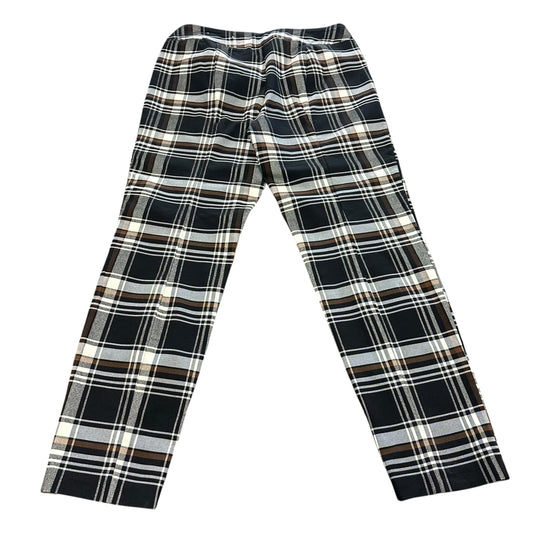 CATO BLACK WHITE BROWN PLAID PULL ON PANTS 36 SZ 14