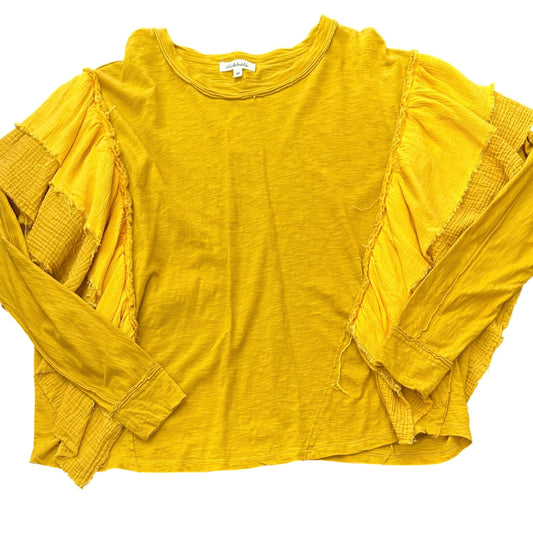 OLI & HALI YELLOW FLUTTER RUFFLE LONG SLEEVE BLOUSE 100 MEDIUM