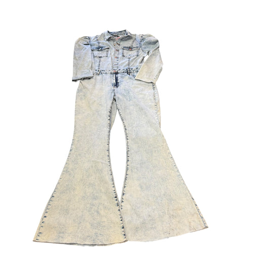 GJG DENIM BLUE ACID WASH JUMPSUIT FLARE NWT 100 XL