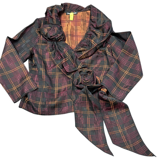 DOMINQUE DE SENTINO PLAID WRAP BLOUSE VINTAGE 100 LARGE (12)