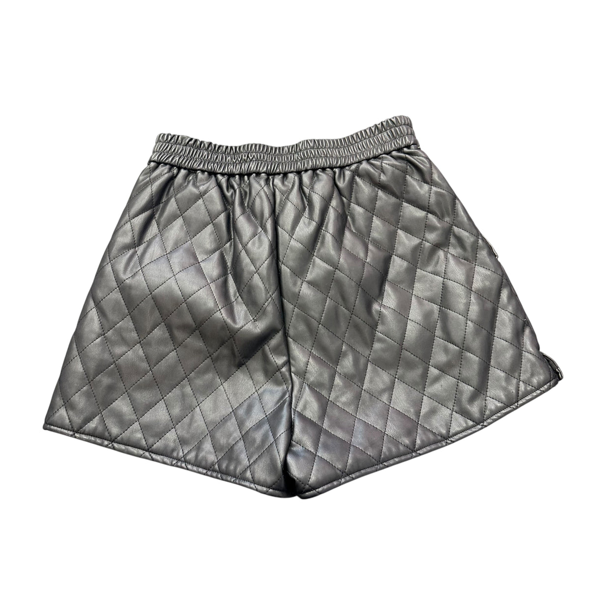 IDEM DITTO BLACK QUILTED FAUX LEATHER SHORTS 100 SMALL