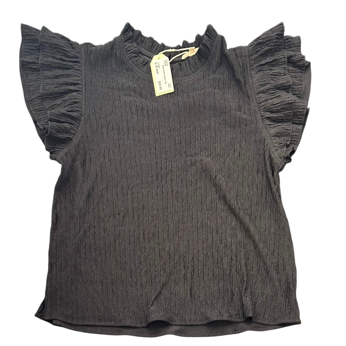 JODIFL BLACK RUFFLE SLEEVE BLOUSE NWT 100 LARGE