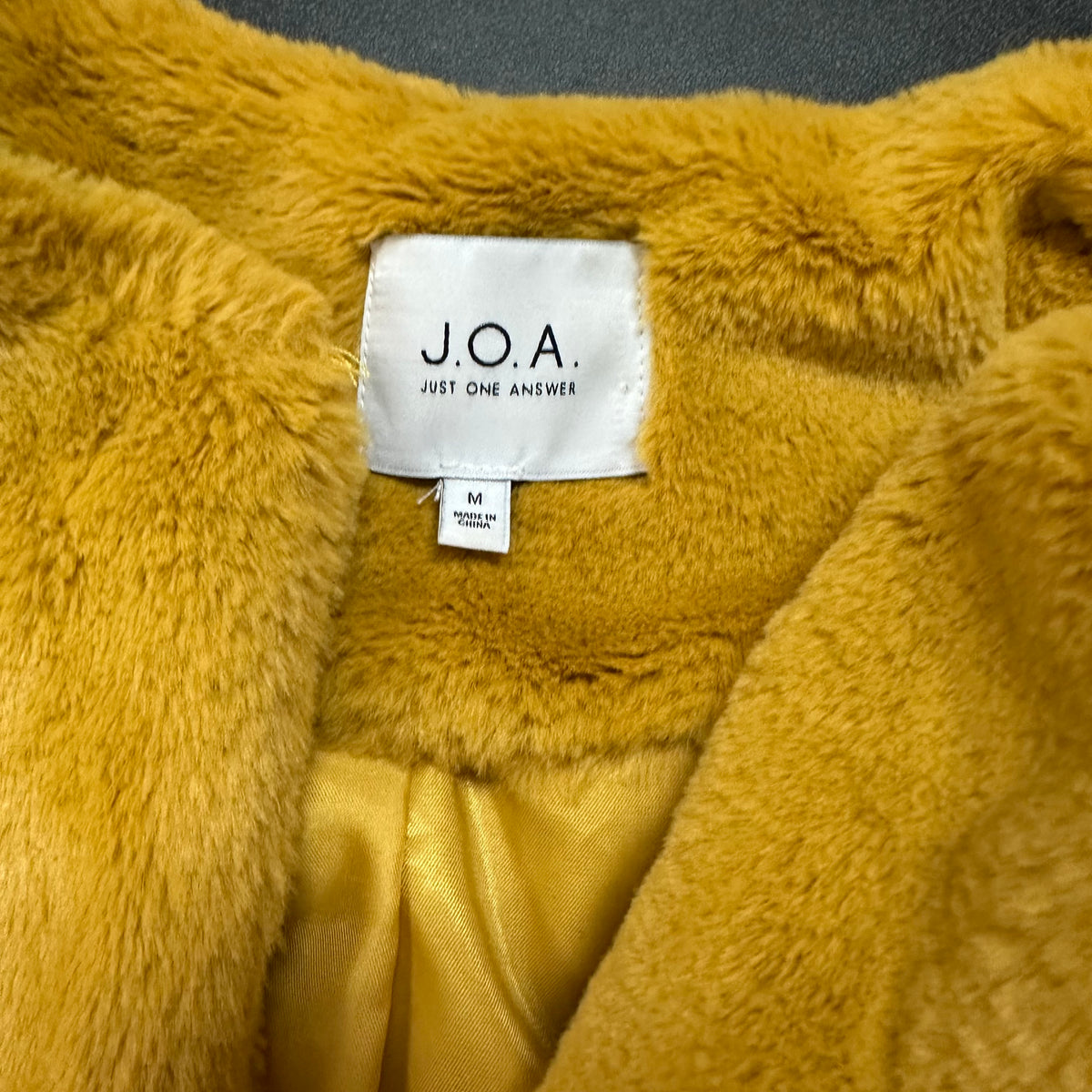 JOA MUSTARD YELLOW FAUX FUR JACKET 100 MEDIUM