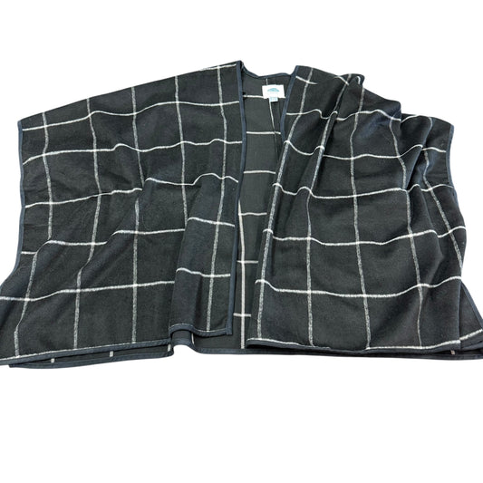 OLD NAVY FAUX WOOL OPEN FRONT PONCHO BLACK WHITE PLAID 100 M/L